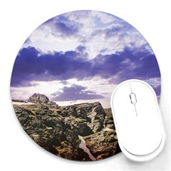 Mountain Snow Landscape Winter Round Mousepad by Celenk