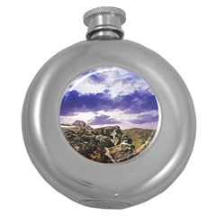 Mountain Snow Landscape Winter Round Hip Flask (5 Oz) by Celenk