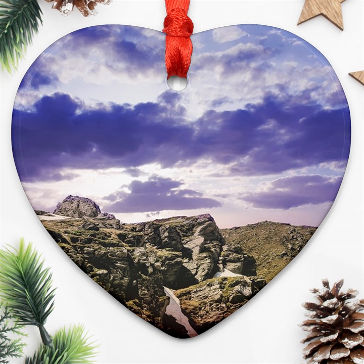 Mountain Snow Landscape Winter Heart Ornament (Two Sides)