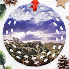 Mountain Snow Landscape Winter Ornament (round Filigree) by Celenk