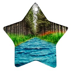 River Forest Landscape Nature Ornament (star) by Celenk