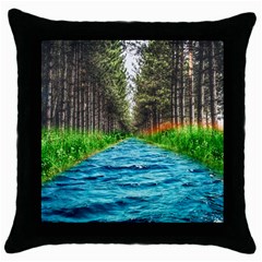 River Forest Landscape Nature Throw Pillow Case (black) by Celenk