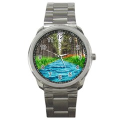 River Forest Landscape Nature Sport Metal Watch by Celenk