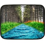 River Forest Landscape Nature Fleece Blanket (Mini) 35 x27  Blanket