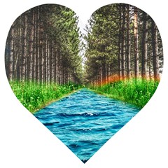 River Forest Landscape Nature Wooden Puzzle Heart by Celenk