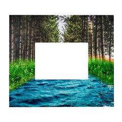 River Forest Landscape Nature White Wall Photo Frame 5  X 7 