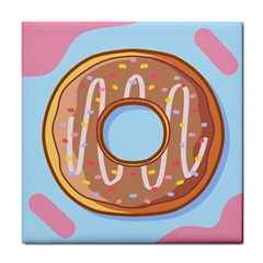 Dessert Food Donut Sweet Decor Chocolate Bread Tile Coaster by Uceng