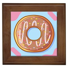 Dessert Food Donut Sweet Decor Chocolate Bread Framed Tile by Uceng