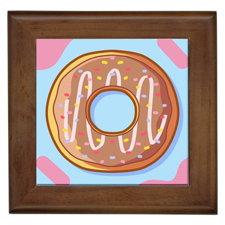 Dessert Food Donut Sweet Decor Chocolate Bread Framed Tile