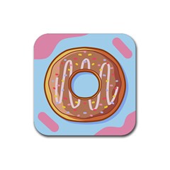 Dessert Food Donut Sweet Decor Chocolate Bread Rubber Coaster (square) by Uceng