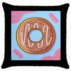 Dessert Food Donut Sweet Decor Chocolate Bread Throw Pillow Case (black) by Uceng