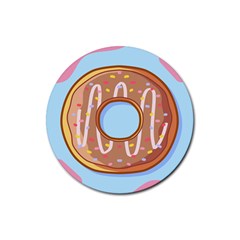 Dessert Food Donut Sweet Decor Chocolate Bread Rubber Coaster (round) by Uceng