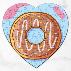 Dessert Food Donut Sweet Decor Chocolate Bread Jigsaw Puzzle (heart) by Uceng