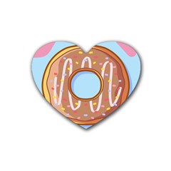 Dessert Food Donut Sweet Decor Chocolate Bread Rubber Coaster (heart) by Uceng