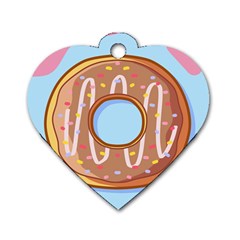 Dessert Food Donut Sweet Decor Chocolate Bread Dog Tag Heart (two Sides) by Uceng