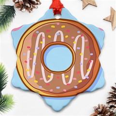 Dessert Food Donut Sweet Decor Chocolate Bread Ornament (snowflake) by Uceng