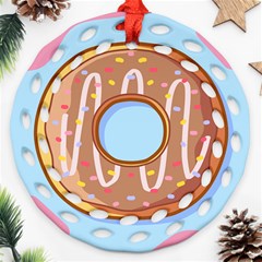 Dessert Food Donut Sweet Decor Chocolate Bread Round Filigree Ornament (two Sides) by Uceng