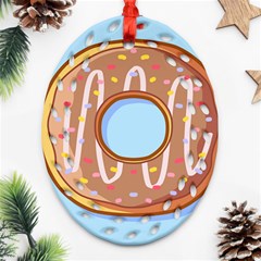 Dessert Food Donut Sweet Decor Chocolate Bread Ornament (oval Filigree) by Uceng