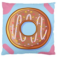 Dessert Food Donut Sweet Decor Chocolate Bread Large Cushion Case (one Side) by Uceng