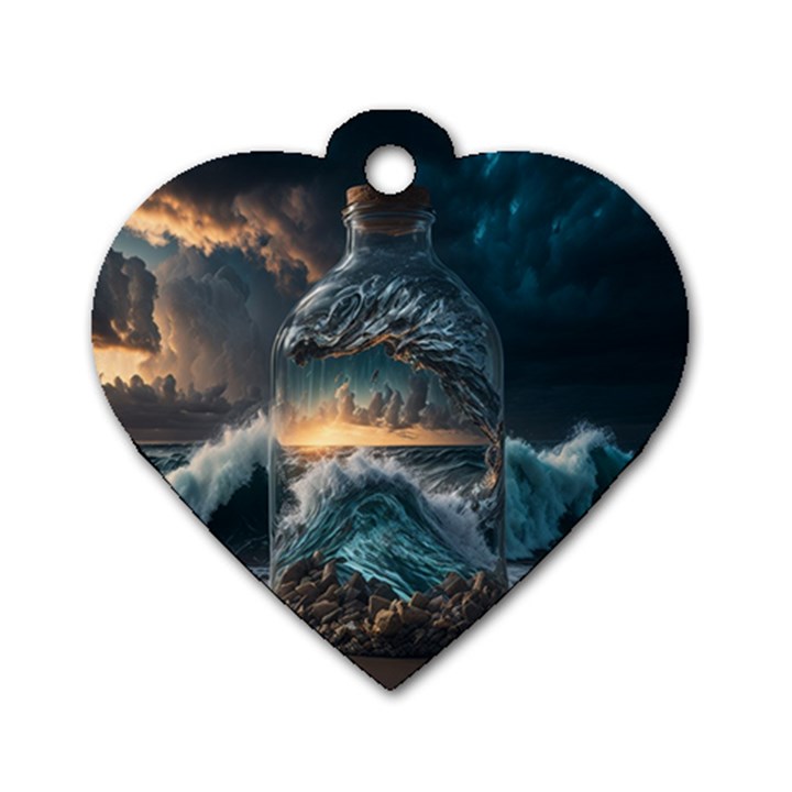 Fantasy People Mysticism Composing Fairytale Art 2 Dog Tag Heart (Two Sides)