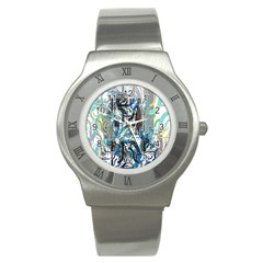 Abstract Acrylic Color Texture Watercolor Creative Stainless Steel Watch by Uceng