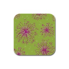 Dandelion Flower Background Nature Flora Drawing Rubber Square Coaster (4 Pack) by Uceng