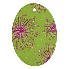 Dandelion Flower Background Nature Flora Drawing Oval Ornament (two Sides) by Uceng