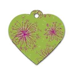 Dandelion Flower Background Nature Flora Drawing Dog Tag Heart (two Sides) by Uceng