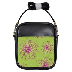 Dandelion Flower Background Nature Flora Drawing Girls Sling Bag by Uceng