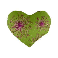 Dandelion Flower Background Nature Flora Drawing Standard 16  Premium Flano Heart Shape Cushions