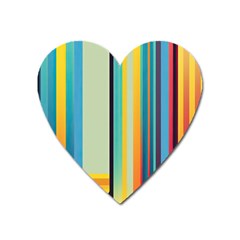 Colorful Rainbow Striped Pattern Stripes Background Heart Magnet by Uceng