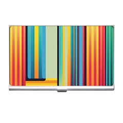 Colorful Rainbow Striped Pattern Stripes Background Business Card Holder by Uceng