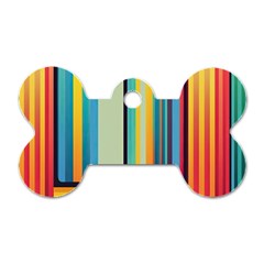 Colorful Rainbow Striped Pattern Stripes Background Dog Tag Bone (two Sides) by Uceng