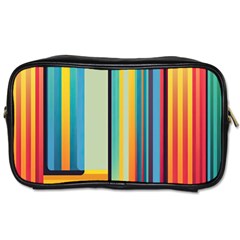 Colorful Rainbow Striped Pattern Stripes Background Toiletries Bag (two Sides) by Uceng