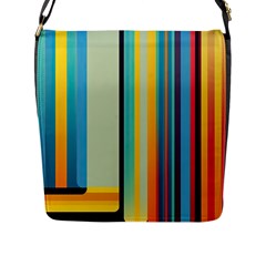 Colorful Rainbow Striped Pattern Stripes Background Flap Closure Messenger Bag (l) by Uceng