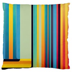 Colorful Rainbow Striped Pattern Stripes Background Large Premium Plush Fleece Cushion Case (one Side) by Uceng