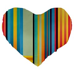 Colorful Rainbow Striped Pattern Stripes Background Large 19  Premium Flano Heart Shape Cushions by Uceng