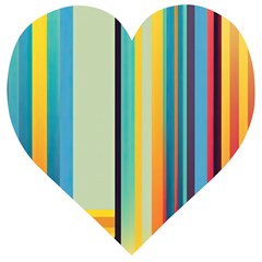 Colorful Rainbow Striped Pattern Stripes Background Wooden Puzzle Heart by Uceng