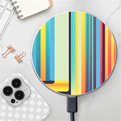 Colorful Rainbow Striped Pattern Stripes Background Wireless Fast Charger(white) by Uceng