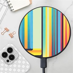 Colorful Rainbow Striped Pattern Stripes Background Wireless Fast Charger(black) by Uceng