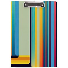 Colorful Rainbow Striped Pattern Stripes Background A4 Acrylic Clipboard by Uceng