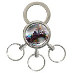 Abstract Art Psychedelic Art Experimental 3-Ring Key Chain Front