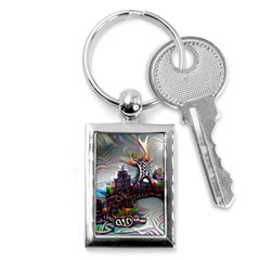 Abstract Art Psychedelic Art Experimental Key Chain (rectangle) by Uceng