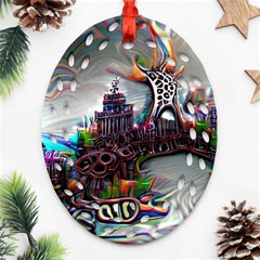 Abstract Art Psychedelic Art Experimental Oval Filigree Ornament (two Sides)