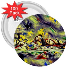 Abstract Arts Psychedelic Art Experimental 3  Buttons (100 Pack)  by Uceng