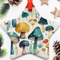 Mushroom Forest Fantasy Flower Nature Ornament (star) by Uceng