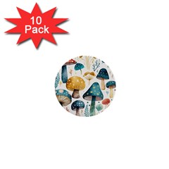 Mushroom Forest Fantasy Flower Nature 1  Mini Buttons (10 Pack)  by Uceng