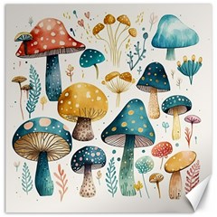 Mushroom Forest Fantasy Flower Nature Canvas 16  X 16  by Uceng