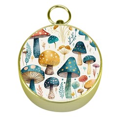 Mushroom Forest Fantasy Flower Nature Gold Compasses by Uceng