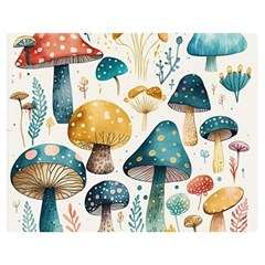 Mushroom Forest Fantasy Flower Nature Two Sides Premium Plush Fleece Blanket (medium) by Uceng